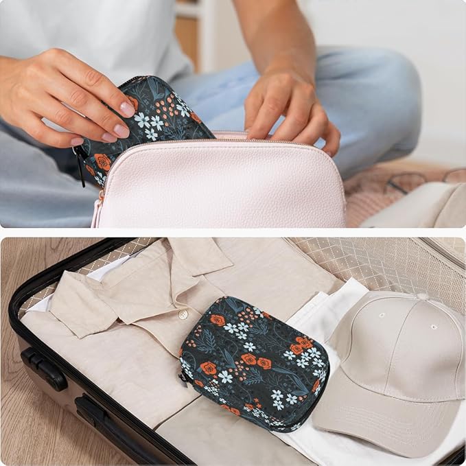 Seamless Botanicals Flowers Pill Case Everyday Travel, 7 Day Weekly Medicine Pill Box Compact Portable Pills Bottle Organizer with Zipper for Daily Vitamin Medicine Holder Bottle Organizers Bag
