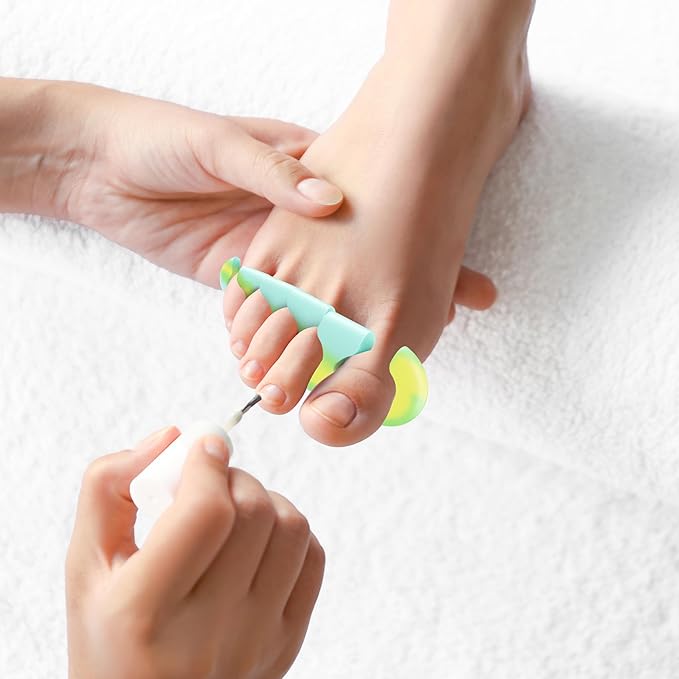 Gel Toe Separators for Women & Men - 4 Pieces Soft Silicone Pedicure Toe Spacers for Separating Toenails - Toe Polish Separators, Yoga, Relaxing, Nail Art and more - (Teal & Yellow Ombre)
