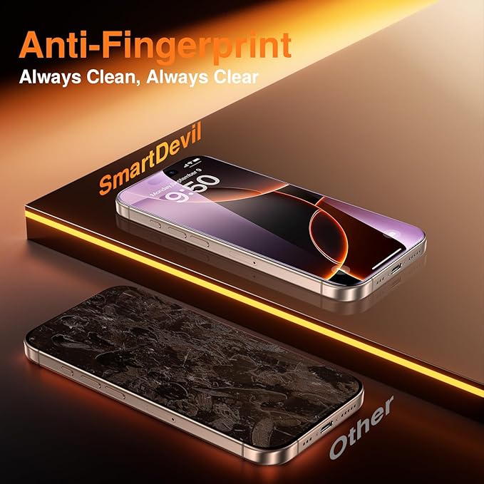 SMARTDEVIL 2 Pack for iPhone 16 Pro Screen Protector (Anti-Blue Light) - Eye Protection, 9H+ High-Aluminosilicate Glass, HD Clear & Bubble-Free, Easy Installation