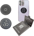 Gadget Protection Shungite Stickers for Cell Phone 2 pcs | Round Sticker Plates for Bad Vibes Blocking | Polished Shungite Stone Plates (Kaleidoscope & Aum)