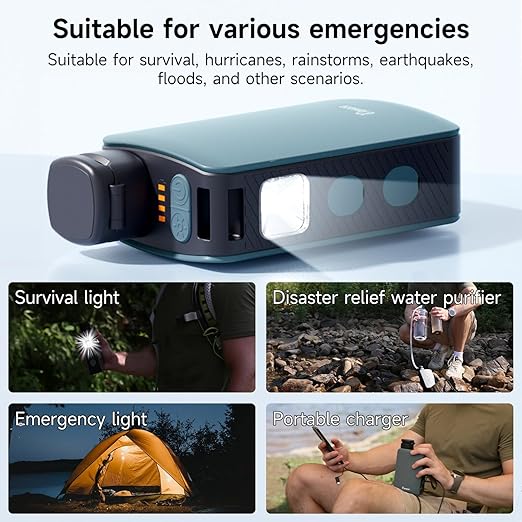 Portable Electric Water Filter - 0.01 Micron Outdoor Camping Water Purifier for Hiking, Camping Water Filtration System Survival,Travel and Emergency (Grey)