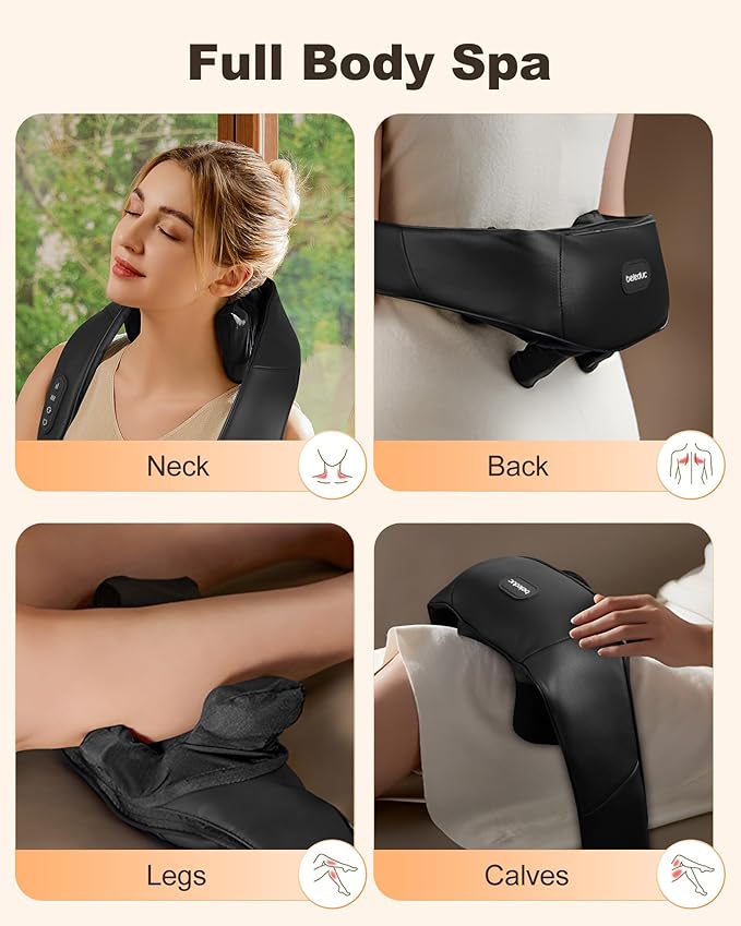 Beleduc Neck and Back Massager with Soothing Heat, FSA Eligible, Cordless Neck Shoulder Massager, Upgraded 4D Shiatsu Deep Kneading Massage for Back Shoulder