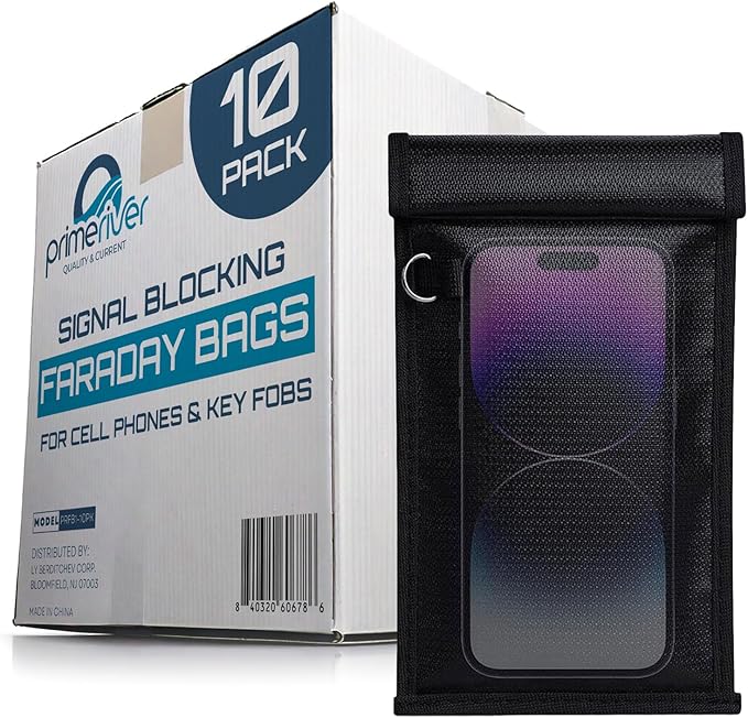 Faraday Bag – Anti-Theft & Distraction-Free Signal Blocking Pouch | RFID Protection for Phones, Keys & Cards | Fireproof & Waterproof | Ideal for School, Work & Travel (10 Pack) Black
