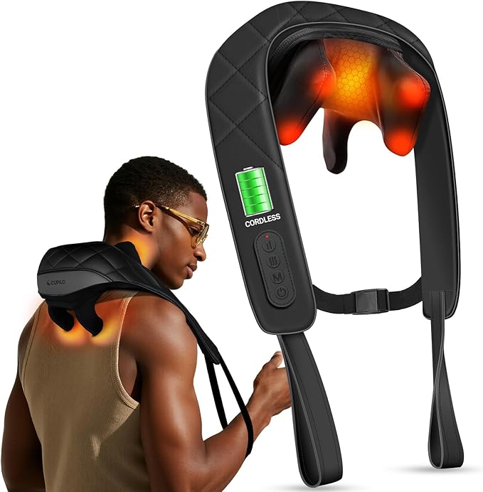 Cordless Neck Massager with Heat, FSA Eligible HSA Store, 4D Kneading Shoulder Massager for Pain Relief Deep Tissue, Electric Shiatsu Massage for Neck and Shoulder, Gifts for Mom Women
