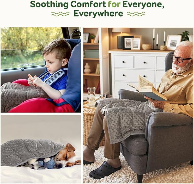 Sivio Weighted Lap Blanket, Weighted Blankets,Soft and Cozy Cooling Heavy Blanket, Calm and Nap, School and Home,2lbs 20 x 30inches, Grey