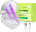 FRESH KNIGHT UVC Retainer Cleaner & Denture Cleaner - UV Retainer Case - Ideal for Invisalign & Mouth Guards - White UV Retainer Container - Convenient Travel Size
