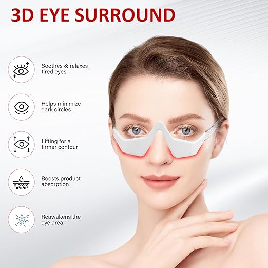 Under Eye Red Light Therapy Device,650nm Red Light Therapy for Eyes Glasses, Microcurrent Eye Massager Mask for Dark Circles, Smoother Fine Lines & Puffiness, Home Skincare
