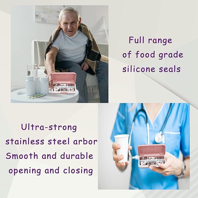 Pill Box, Large Pill Case Organizer Daily Pill Container Medication Travel Case Pill Holder Portable Medicine Case Medicine Organizer for Pill Vitamin（Pink）