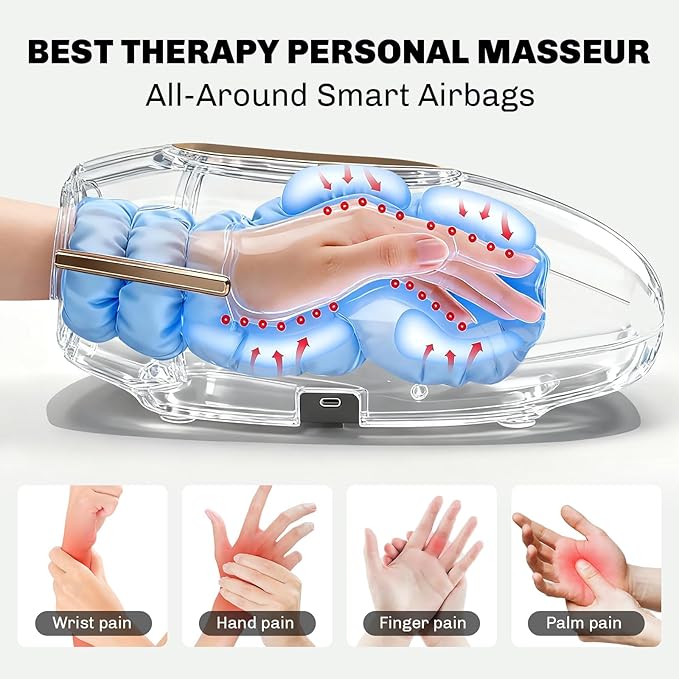 Foruisin Hand Massager with Heat and Compression, 3 Strength Levels & Modes, 10/15/20 Min Timer,Large Size Fits Hands & Forearms Carpal for Arthritis, Pain Relief, Carpal Tunnel (White, General)