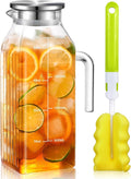 Aofmee 68oz Glass Pitcher for Fridge, 2 Liter Square Water Pitcher with Lid and Handle, Heat Resistant Tea Pitchers, Borosilicate Glass Carafe with Scale Line for Hot/Cold Beverage