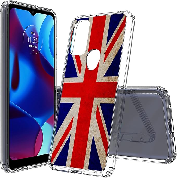 AquaFlex Phone Case Compatible with Moto G Power 2022 Slim Design Full Body Reinforced Corners Shockproof Drop Protection Union Jack British Flag