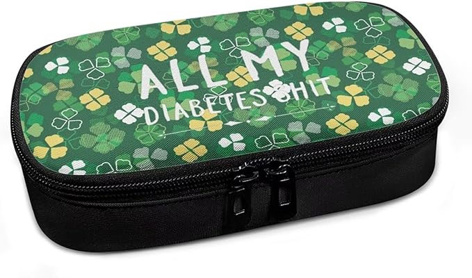 Rnyleeg Insulin Bag for Diabetes Four Leaves Insulin Cooler Travel Case for Women Large Capacity Diabetic Bags for Supplies All My Diabetes Shit