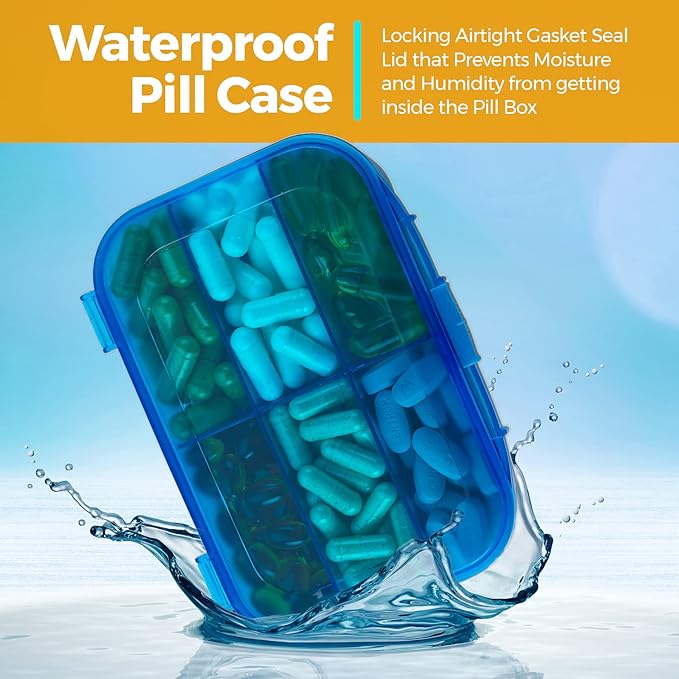 Vitamin Organizer - Travel Pill Organizer Box & 6 Compartment Daily Medicine Case Container for Organizing Your Pills, Medications, Supplements, Vitamins and Fish Oils for Every Day Use by MEDca