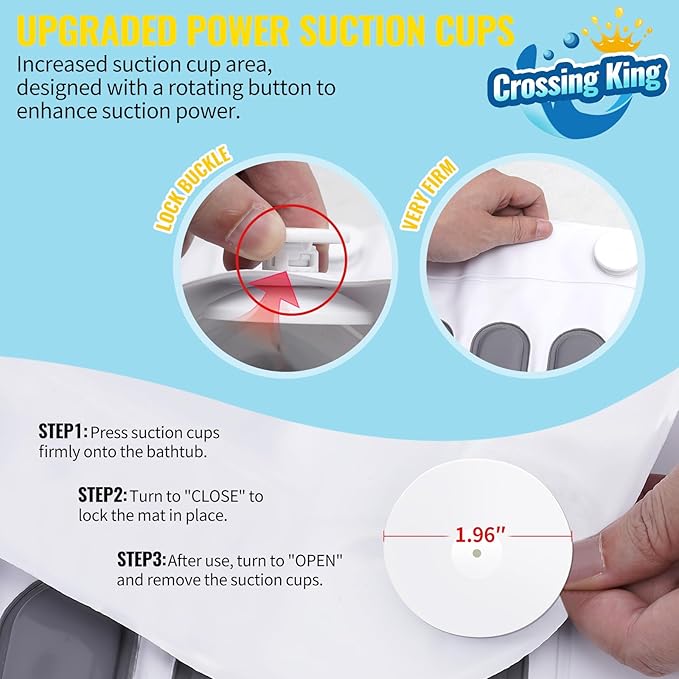 Bubble Bath Mat Tub Spa Massager, Portable Spa Bubble Bath Massager with Upgraded Powerful Suction Cup, Electric Air Pump, Pillow and Remote Control for Relaxation 45 * 17in (Grey)