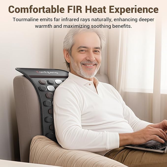 Comfytemp Far Infrared Heating Pad for Back, FSA Eligible HSA 65 Tourmaline Natural Stones FIR Deeper Heat Electric Pads for Waist Soothing Warmth, 6 Heat 8 Timer, Birthday Gifts for Mom Dad,12''×24''