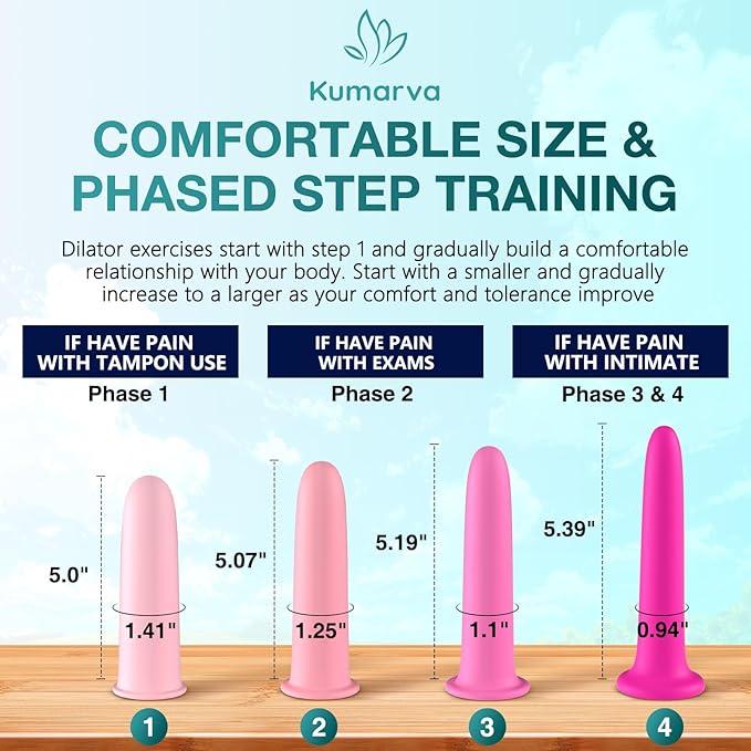 Vaginal Dilator Pelvic Floor Set - Silicone Wands Pelvic Floor Muscle Exercise Devices Dilators, 4 Sizes Pelvic Floor Support Kit Nesting Vaginal Trainer Stretcher Tool Massager for Women