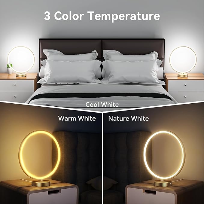 Sunlight Lamp,10000 Lux Sun Lamp,Daylight Lamp with 3 Color Temperatures, Stepless Brightness, Memory Function &Timer Natural Lamp, Desk Lamp Table Lamp for Home-Gold