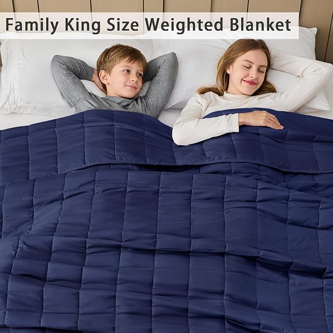 Navy Blue Weighted Blanket for Adults 20lbs, 80"x87", King Size Cooling Heavy Throw Blanket for 130-220lbs, Microfiber Soft Thick Big Blankets Weighted Comforter Gift for Sleeping