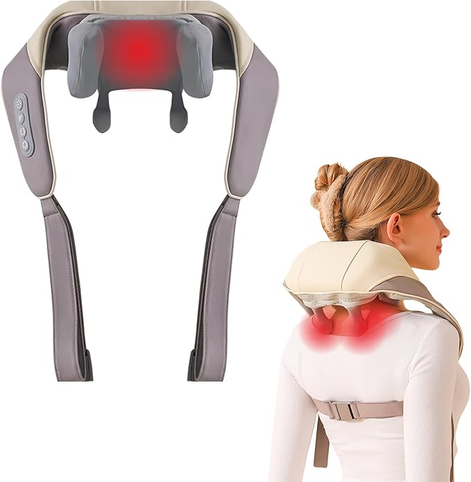 Snugger Neck and Shoulder Massager with Heat, Cordless Neck Massager for Pain Relief Deep Tissue, Shiatsu Neck Massager, Heated Neck and Shoulder Massager, Muscle Relaxation Therapy