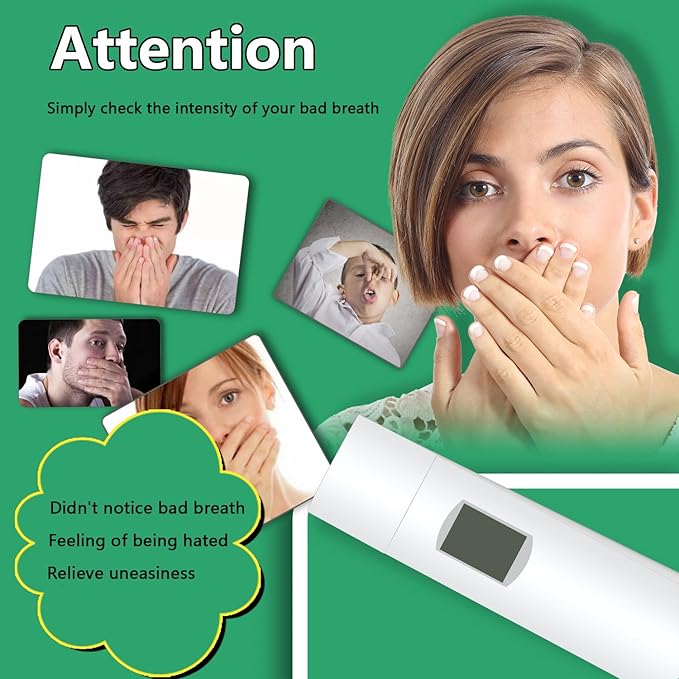 Oral Odor Breath Detector Portable Oral Odor Breath Checker Rechargeable Bad Breath Freshening Tester, Professional Breath Odor Detector Tool for Personal Oral Freshness Testing