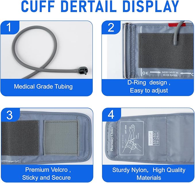 Small Blood Pressure Cuff for Kids, Slim Arm, Compatible with Most Monitors, ARM Blood Pressure Replacement Cuff with 8 Connectors (5.5"-9.5")