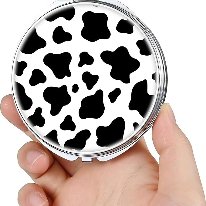 Weekly Pill Case, Medicine Planner, Vitamin Organizer Box, Portable Daily Pill Box with Compartments,Pocket Purse Metal Medicine Organizer Unique Gifts,Cow Pattern