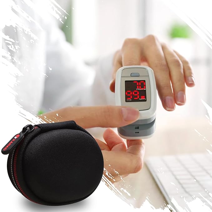 XANAD Pulse Oximeter Case for Zacurate, Innovo, Vibeat, iHealth, Santamedical, Children Fingertip Pulse Oximeter Blood Oxygen Saturation Monitor.Case Only (Black
