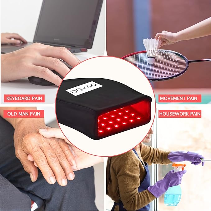 DGXINJUN Red Light Therapy Device Hand Pain Relief Near Infrared LED with Pulse Mode Double Side pad for Fingers Wrist Home Use