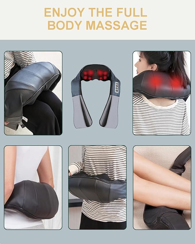 Neck Massager with Heat, Shiatsu Shoulder and Back Massager, Electric Kneading Back Massager, Massage Pillow for Deep Tissue, Birthday Day Gifts for Husband, Wife, Dad, Mom, Women & Man