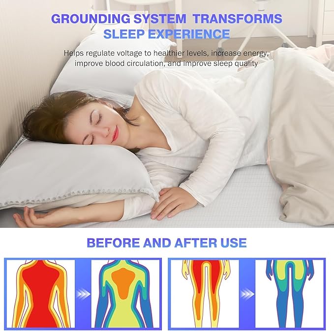 Grounding Sheets Queen Size, Grounded Fitted Bed Sheet 10% Pure Silver Fiber + 90% Organic Cotton Bed Grounding Kit with grounding Cord for Improved Sleep & Wellness (White,80"x60"x15")