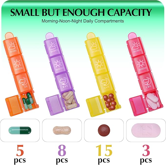 Monthly Pill Organizer 4 Times A Day, One Month Pill Organizer, Monthly Pill Box Organizer with 32 Daily Compartments for Fish Oil, Vitamins, Supplements and Medications, 31 Day Pill Case