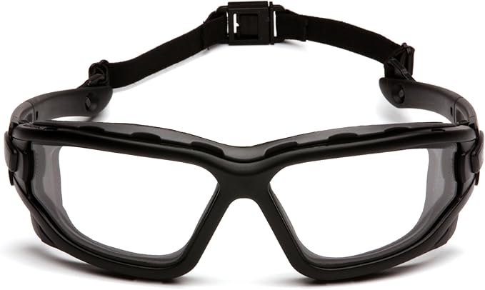 PYRAMEX I-Force Sporty Dual Pane Anti-Fog Goggle, Black Frame/Clear Anti-Fog Lens