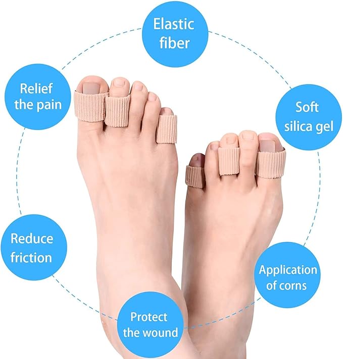 Blulu 16 Pcs Toe Cushion Tube Sleeves Soft Gel Corn Pad Protectors for Cushions Corns, Blisters, Calluses, Toes and Fingers