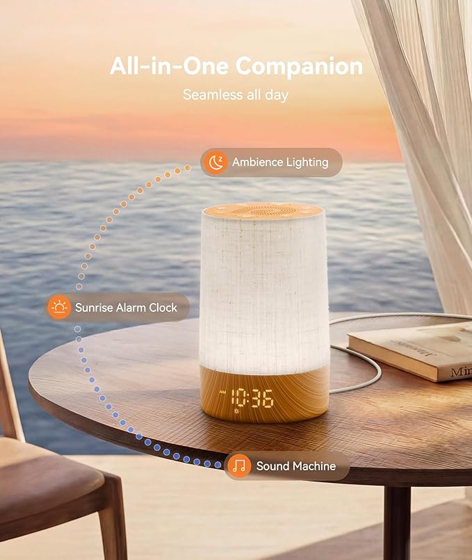 Dreamegg Sunrise Alarm Clock - Sound Machine with 29 Soothing Sounds, Cold & Warm Light Mode, Favorite Mode, 20-level Brightness, Dimmable Display, Wake Up Light & White Noise Machine for Home, Office