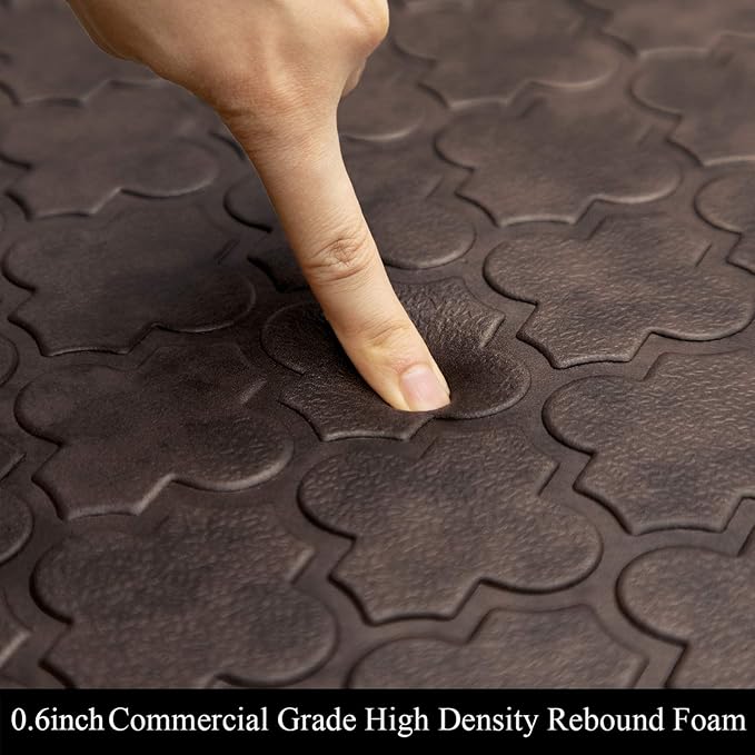 HEBE Kitchen Mat Cushioned Anti Fatigue Comfort Floor Mat Oversized 20"x60" Waterproof Non Slip Kitchen Rug Runner Laundry Room Rug Floor Carpet Heavy Duty Comfort Standing Mat Pads, Brown