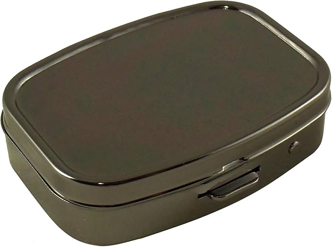 Houder Classy Gray Metal Pill Box Decorative Pill Case with Gift Box - Carry Your Meds in Style (Rectangular)