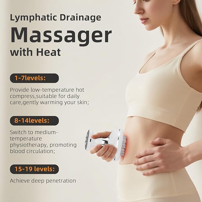 Lymphatic Drainage Massager - Helps Reduce Stretch Marks & Cellulite,for Legs Arms Belly,Body Sculpting Machine with Microcurrent,Heat,Vibration,Light Women's Day Gifts for Women