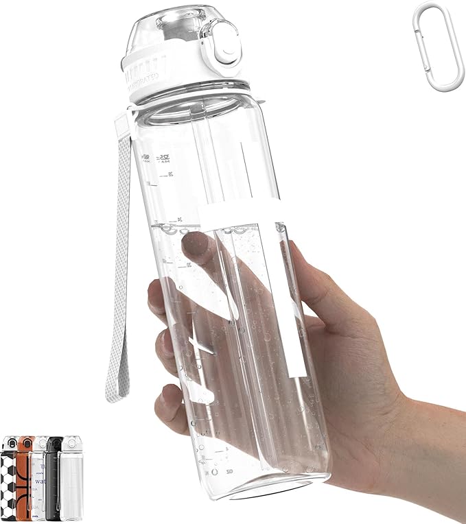 32oz/1L Sport Water Bottle, Light Tritan, Quick-Open Chug Lid/Straw 2-in-1, Leak-Proof, Dishwasher-Safe, BPA-Free, Drop-Resist & Scratch-Resist for Travel/Gym/Office/Church (Cross)