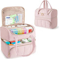 Damero Double Layers Medicine Bottle Organizer, Lockable Pill Bottle Organizer Medicine Bag with Lockable Zipper and Detachable Dividers for Medication, Vitamins or Medical Supplements, Pink