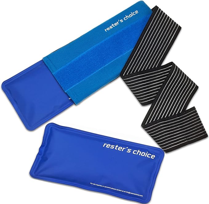 2 Soft Gel Ice Packs for Injuries Reusable with Extra Comfy Adjustable Cold Pack Wrap, Flexible Hot and Cold Compress
