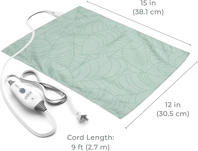 Pure Enrichment PureRelief Express Designer Series Electric Heating Pad - 12” x 15” Fast-Heating with 4 Heat Settings, Machine-Washable Fabric, & 2-Hour Auto Safety Shut-Off - Laurel Leaves