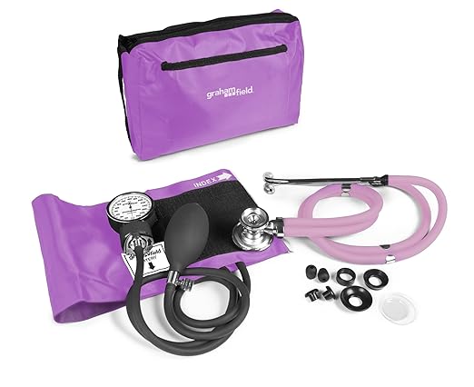 Lumiscope Professional Blood Pressure Kit - Stethoscope, Manual BP Cuff, Sphygmomanometer - Orchid