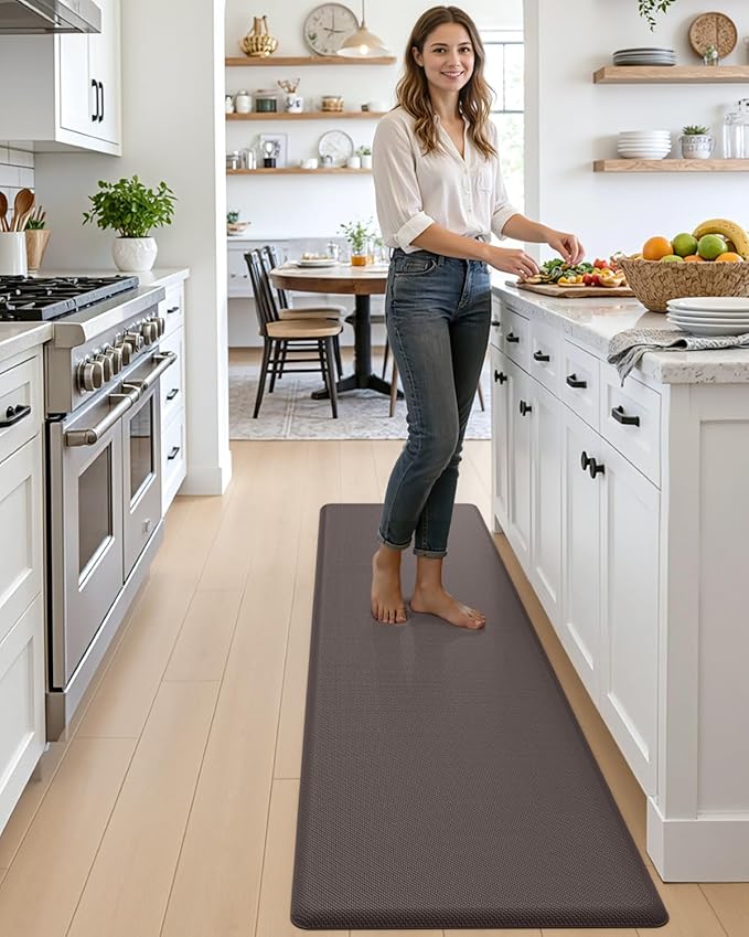 DEXI Kitchen Mat Cushioned Anti Fatigue, Extra Long Large Comfort Standing Floor Mats Waterproof, Memory Foam Antifatigue Runner Rug for Desk Office, Sink, Laundry, 70x20, Brown