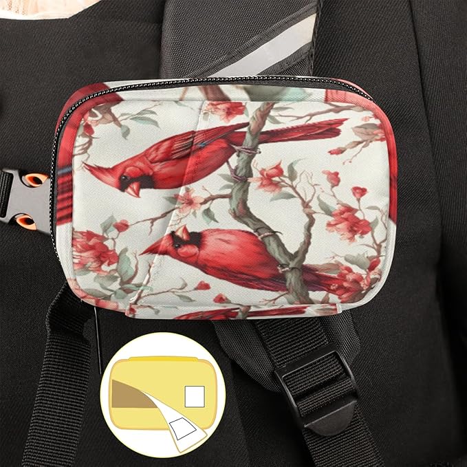 Cardinal Birds Travel Pill Organizer Bag Portable Weekly Pill Box Travel Medicine Organizer 7 Day Pill Case with Zipper for Daily Travel Family Business