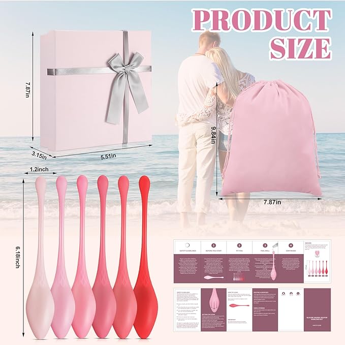 Geiserailie 6 Pcs Kegel Ball Exercise System Pelvic Floor Exercise Devices 6 Different Weights Pelvic Floor Tightening and Strengthen Bladder Control Muscle Training Kit for Women Beginners Advanced