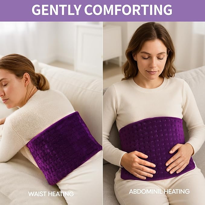 Heating Pad,Electric Heating Pads for Back,Neck,Abdomen,Moist Heating Pad for Shoulder,Knee,Arms,Legs,Dry/Moist Heat & Auto Shut Off,Birthday Gifts for Men and Women, 24x12 Inch(Purple)