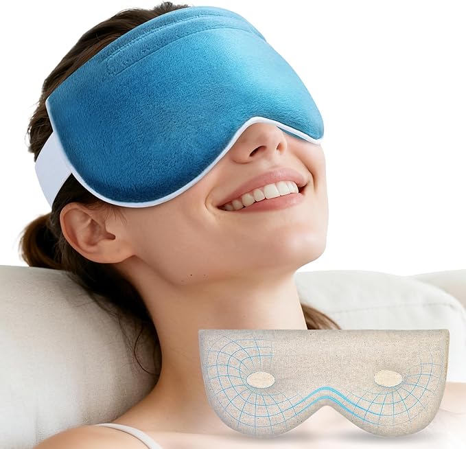 Hilph Microwave Heated Eye Mask for Dry Eyes with 3D Contoured - Zero-Pressure Design Moist Heat Therapy Warm Eey Compress to Relieve Stye, Fatigue, Migraine, Perfect for Sleeping & Meditation