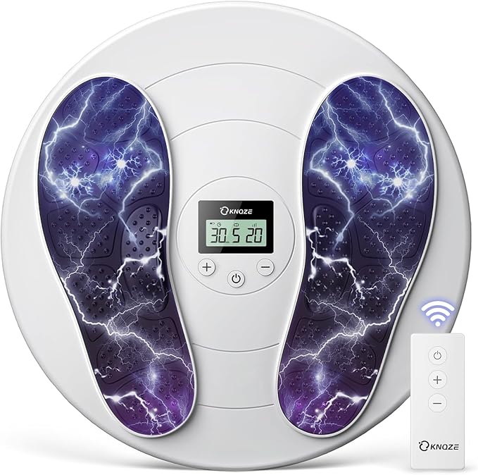 KNQZE Foot Massager for Neuropathy, TENS + EMS Foot Stimulator for Circulation, 10 Modes + 20 Intensities, Wireless Remote, Neuropathy Pain Relief for Feet, Plantar Fasciitis, Gifts for Mom & Dad