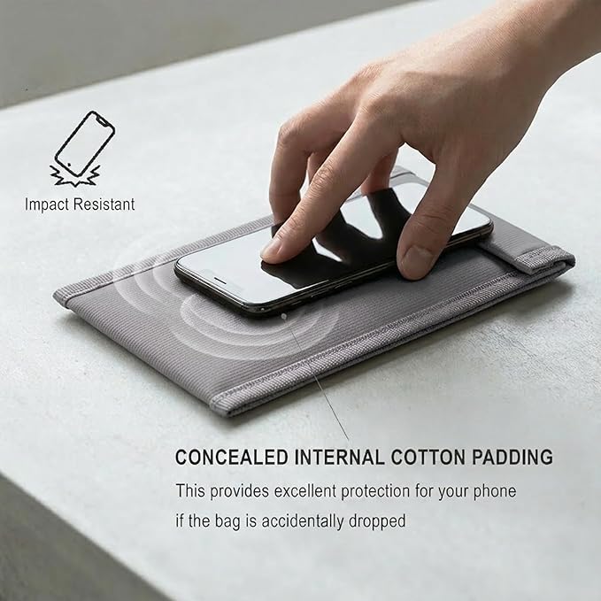 Faraday Bags for Phone Privacy & Security - Signal Blocking Pouch for GPS/WIFI/5G/RFID - Fireproof & Waterproof Anti-Drop Case for Travel & Data Protection Gray