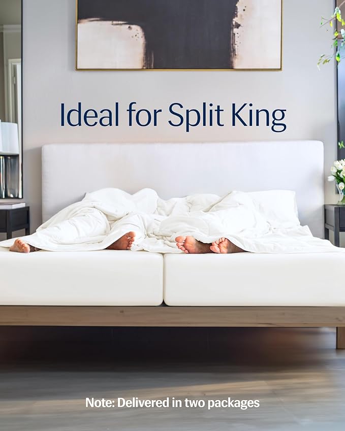REST® Evercool®+ Cooling Fitted Sheet, Split King, Arctic White, 13’’Deep (Stretched up to 15’’) Silver Infused Cooling Bedding for Hot Sleeper and Night Sweat, for Fresh and Hygienic Sleep